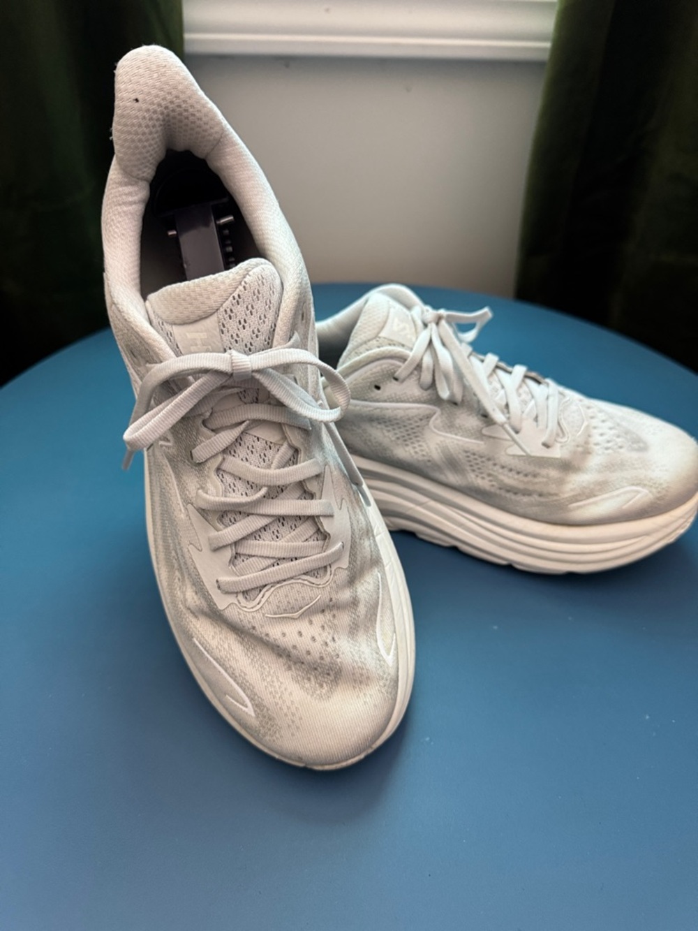 Hoka Light Gray Mesh Running Sneakers